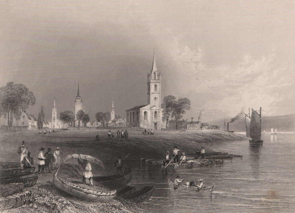CANADA. The Green at Fredericton, New Brunswick. BARTLETT 1842 old print